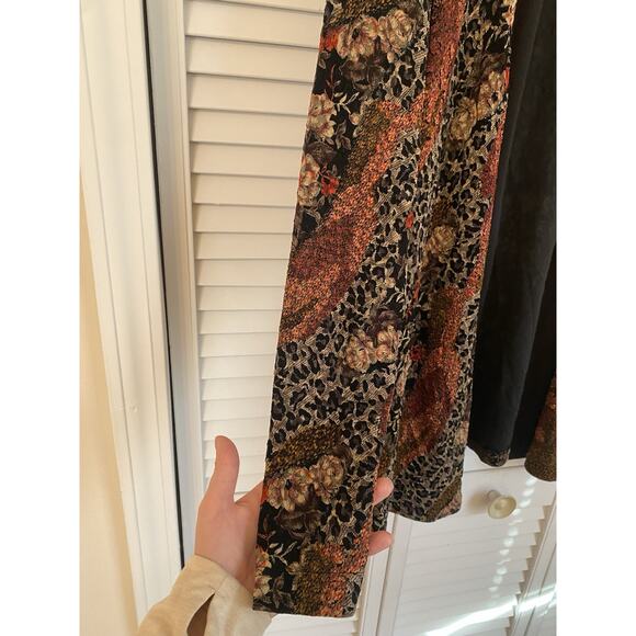 Vintage Women’s Dark Floral Leopard Print Kimono Artsy Boho Cardigan Size XL - Picture 5 of 10